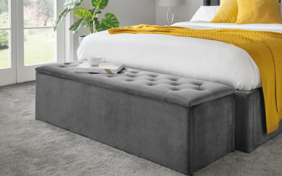 Dark Grey Velvet Ravello Blanket Box
