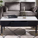 Louis Black Fluted Stone Top Coffee Table with Drawers