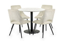 Luca Round Table & 4 Iris Boucle Dining Chairs